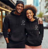 Personalised Mr and Mrs Disney Hoodies – Matching Mickey or Minnie Couple Hoodie – Est. Date – Wedding Gift, Honeymoon Outfit