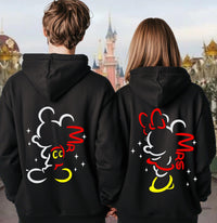 Personalised Mr and Mrs Disney Hoodies – Matching Mickey & Minnie Couple Hoodie – Est. Date – Wedding Gift, Honeymoon Outfit