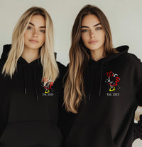 Personalised LGBTQ+ Disney Couple Hoodies – Matching Custom Sweatshirts – LGBTQ+ Wedding Gift