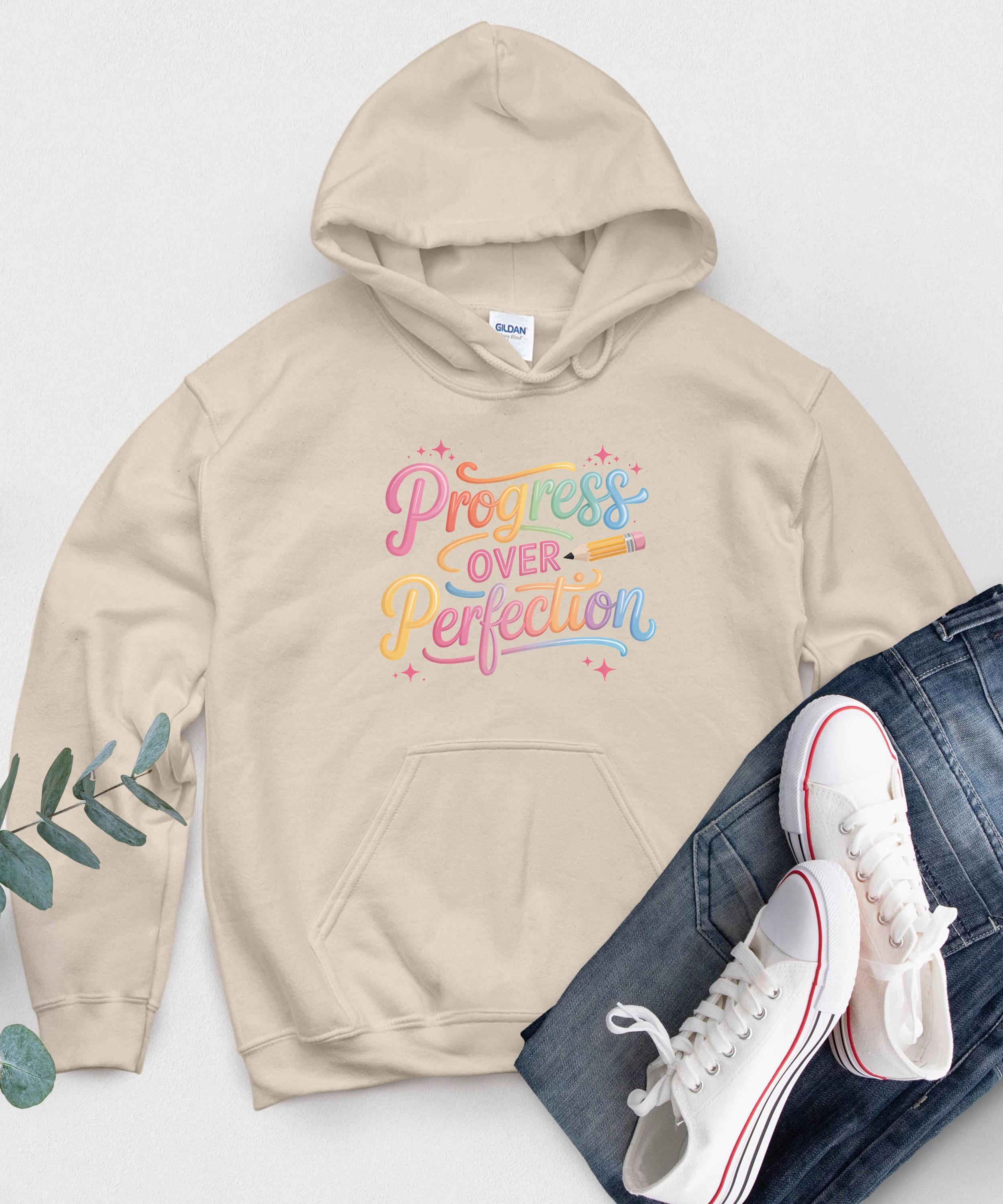 Progress Over Perfection Hoodie, Motivational Sweater, Inspirational Clothing, Positive Vibes, Self-Love Gift, Cozy