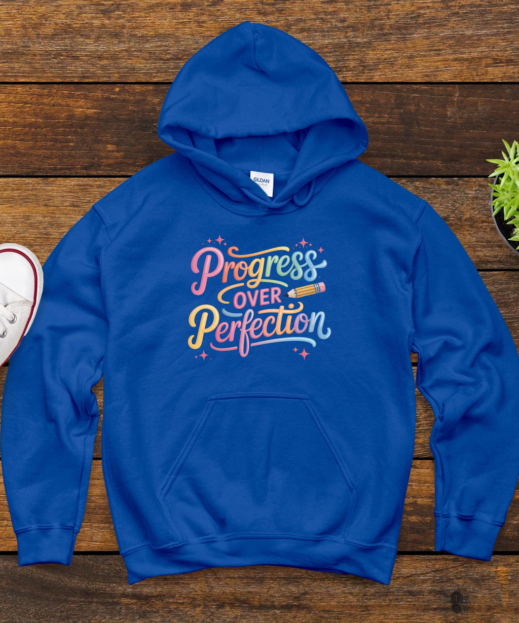 Progress Over Perfection Hoodie, Motivational Sweater, Inspirational Clothing, Positive Vibes, Self-Love Gift, Cozy