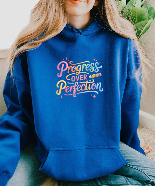 Progress Over Perfection Hoodie, Motivational Sweater, Inspirational Clothing, Positive Vibes, Self-Love Gift, Cozy