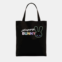 Happy Bunny Tote Bag: Black Cotton Blend Eco Shopper