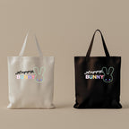 Happy Bunny Tote Bag: Black Cotton Blend Eco Shopper