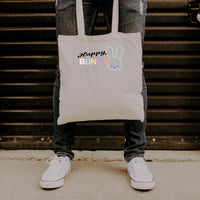 Happy Bunny Tote Bag: Black Cotton Blend Eco Shopper