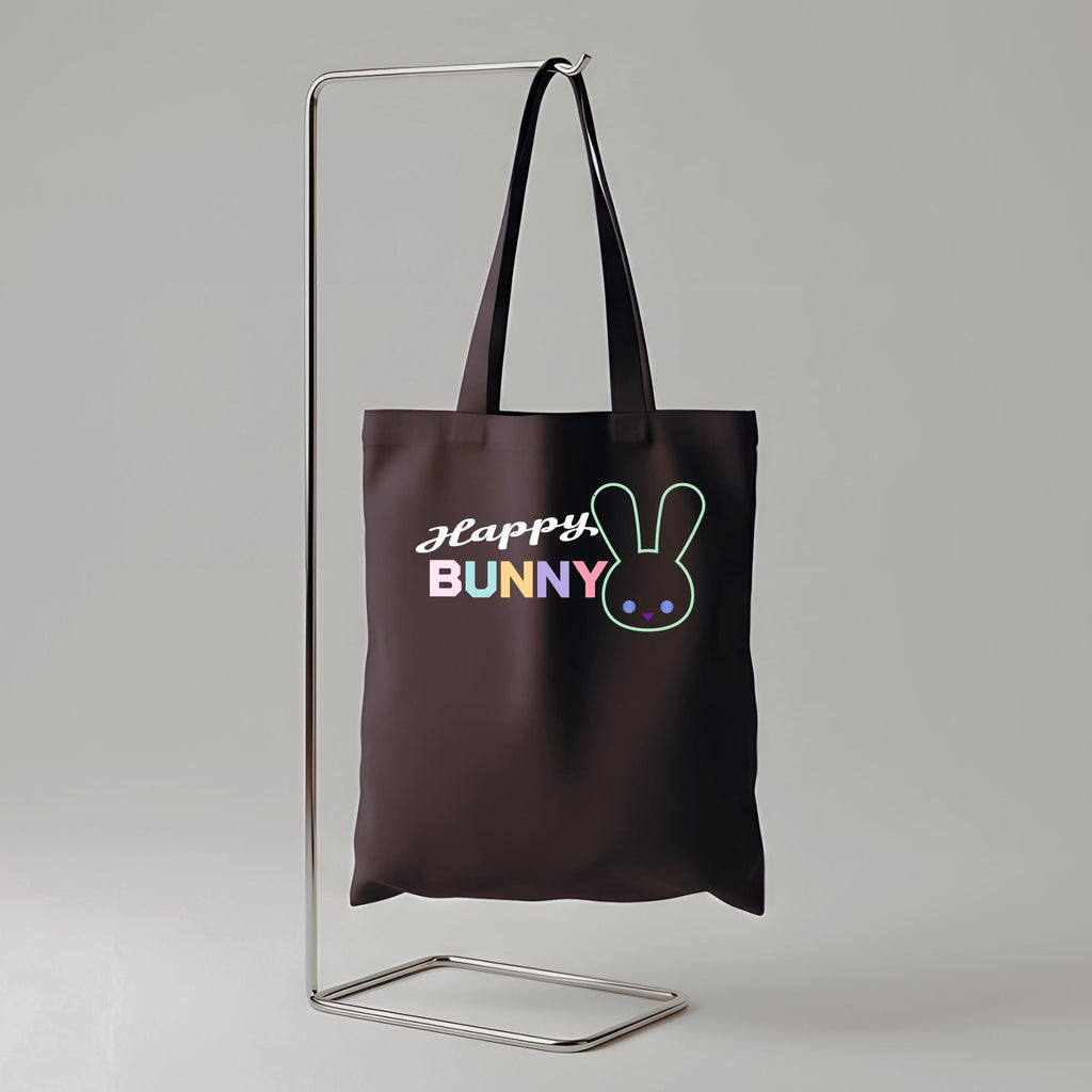 Happy Bunny Tote Bag: Black Cotton Blend Eco Shopper