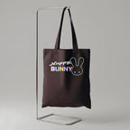 Happy Bunny Tote Bag: Black Cotton Blend Eco Shopper