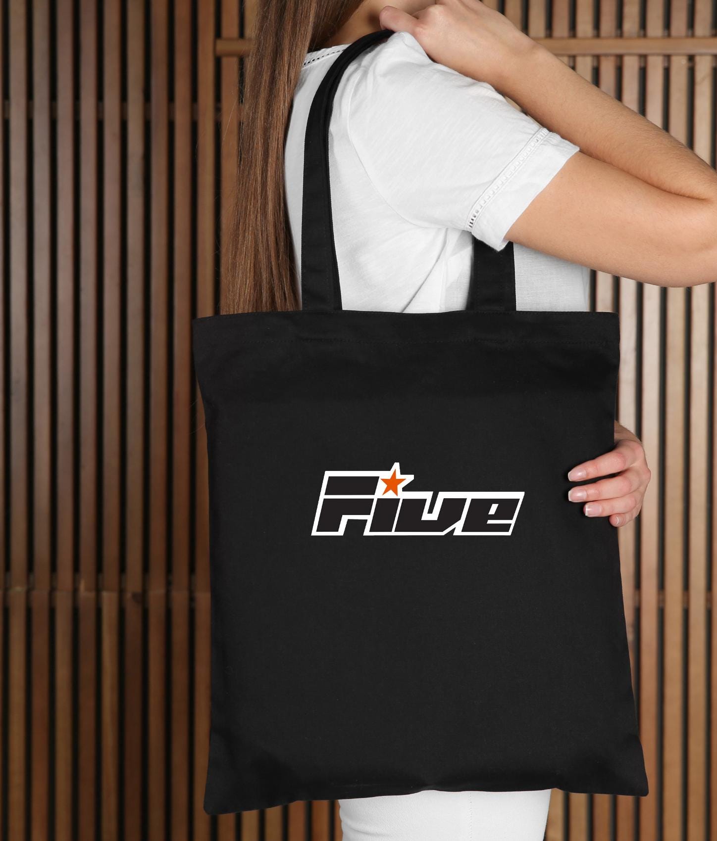 90s Five Boy Band Canvas Tote Bag: Retro Fan Merch