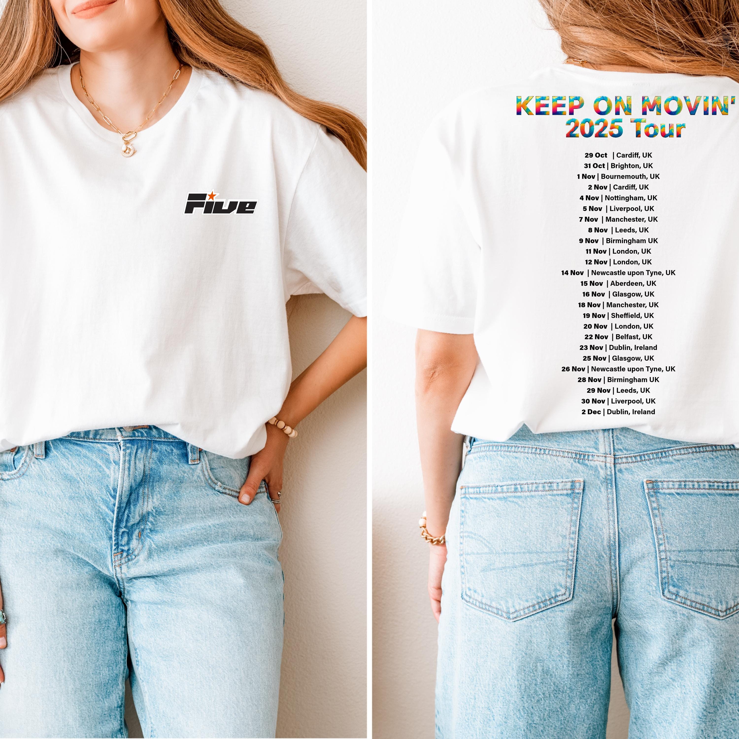 Five 90s Boy Band Tour T-Shirt: 5ive Retro Pop Fan Gift