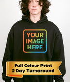 Personalised Custom Hoodie with Full Colour Design, Unisex, 2-Day Turnaround, Gift, Events & Workwear