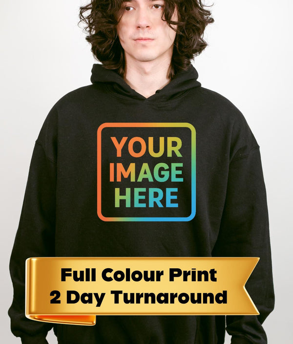 Personalised Custom Hoodie with Full Colour Design, Unisex, 2-Day Turnaround, Gift, Events & Workwear