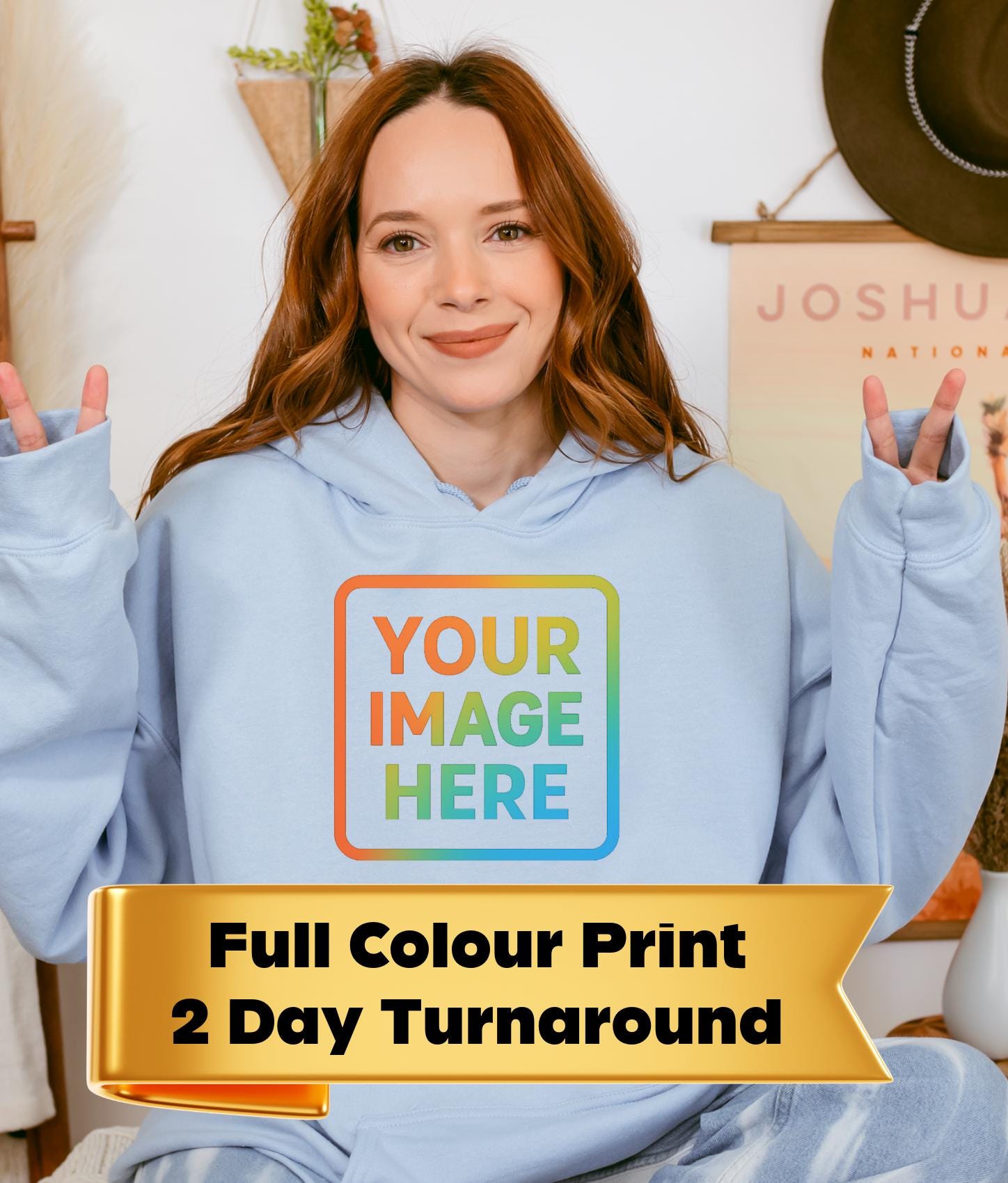 Personalised Custom Hoodie with Full Colour Design, Unisex, 2-Day Turnaround, Gift, Events & Workwear