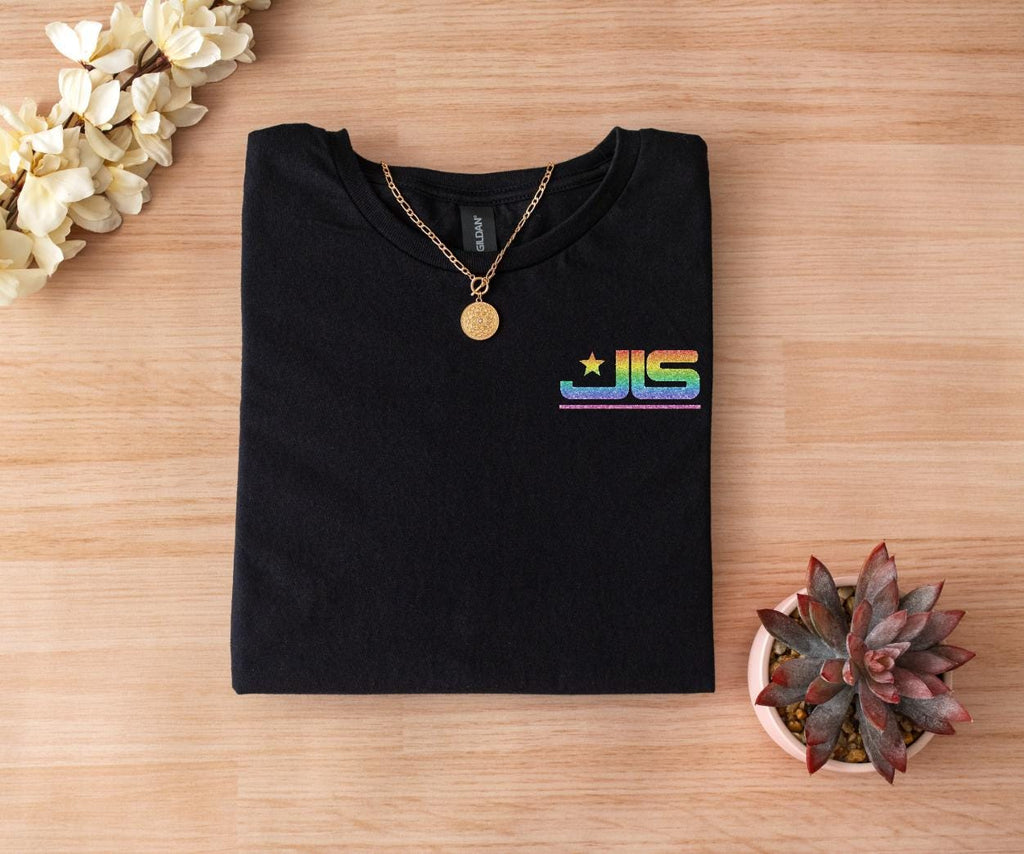 JLS Tour 2025 T-Shirt: Rainbow Glitter Logo, UK Tour Dates - Quick Turnaround