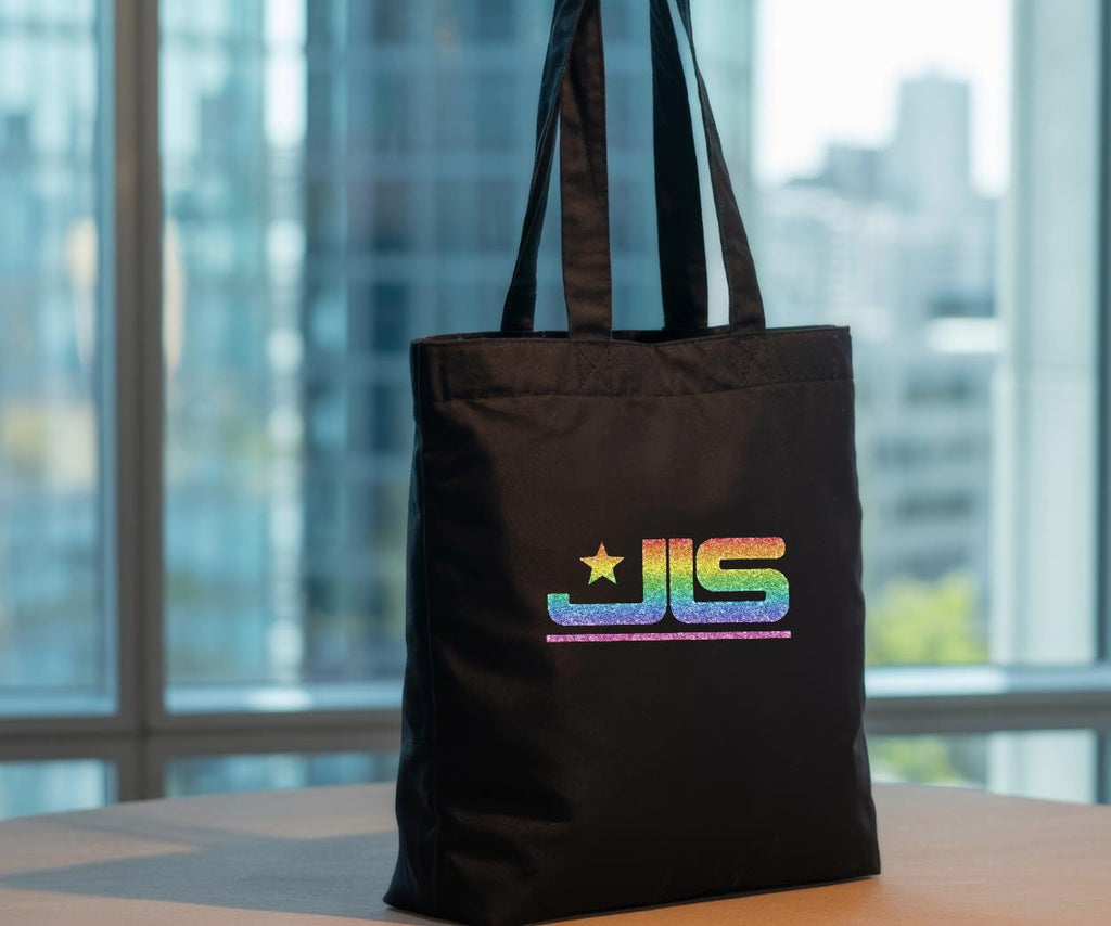 JLS Rainbow Glitter Logo Tote Bag: Music Fan Merch