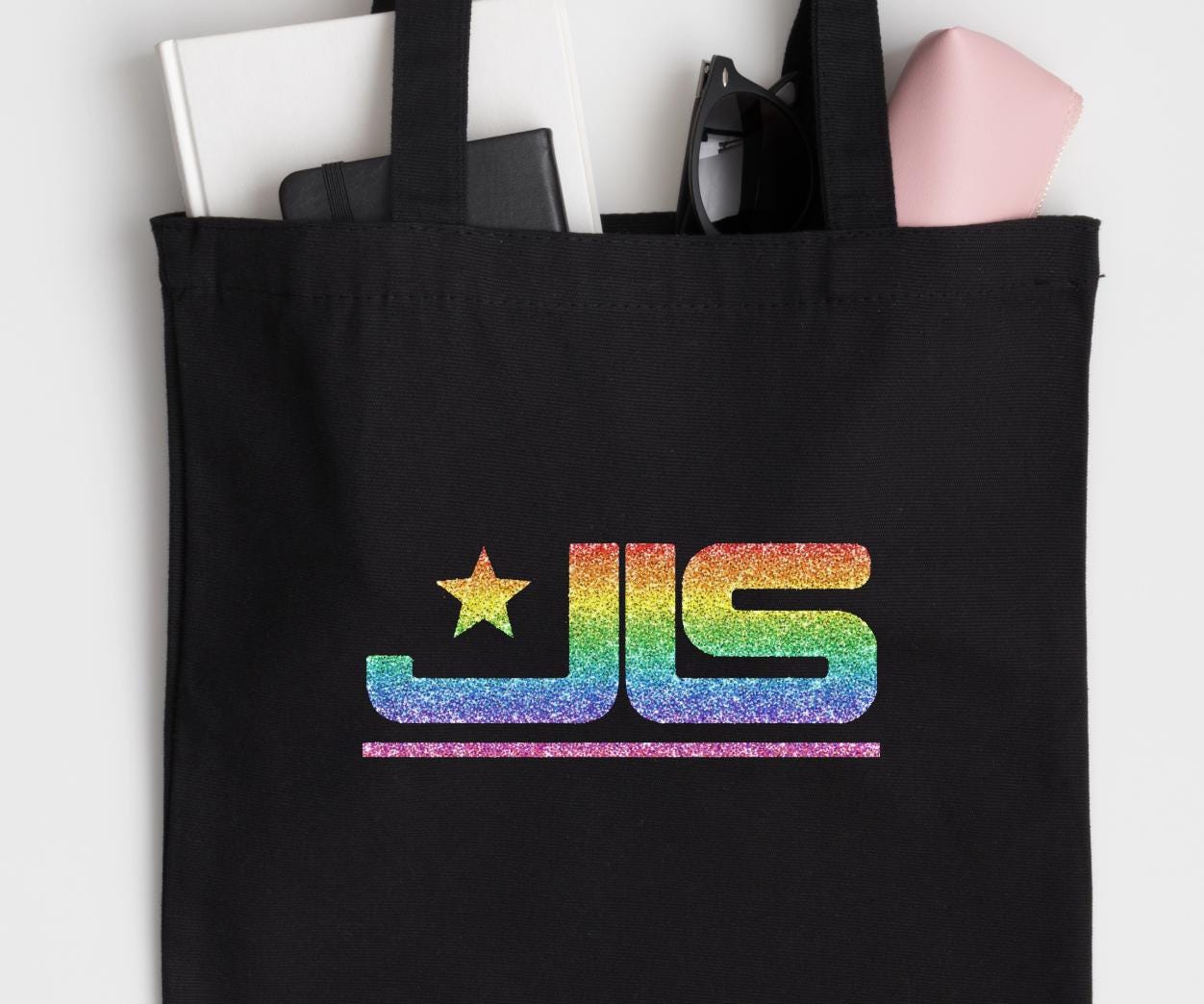 JLS Rainbow Glitter Logo Tote Bag: Music Fan Merch