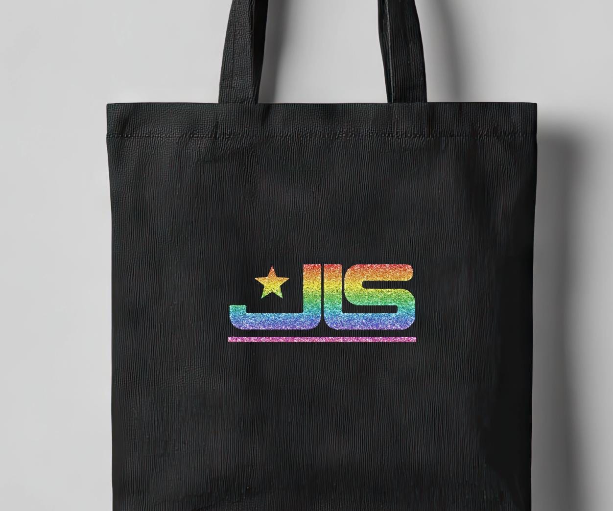 JLS Rainbow Glitter Logo Tote Bag: Music Fan Merch