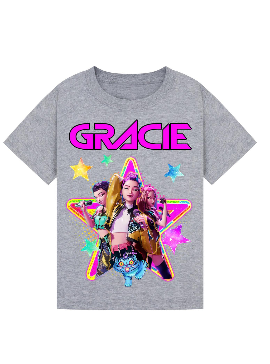 Personalised K-Pop Demon Hunters Kids T-Shirt | Custom Huntrix Name Shirt | Birthday Outfit