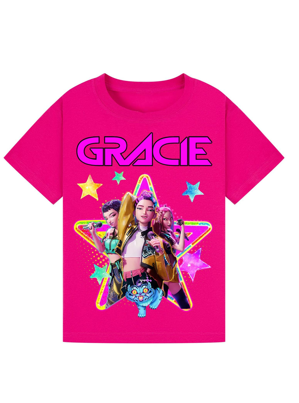 Personalised K-Pop Demon Hunters Kids T-Shirt | Custom Huntrix Name Shirt | Birthday Outfit