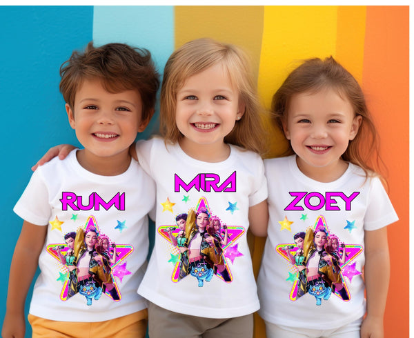 Personalised K-Pop Demon Hunters Kids T-Shirt | Custom Huntrix Name Shirt | Birthday Outfit