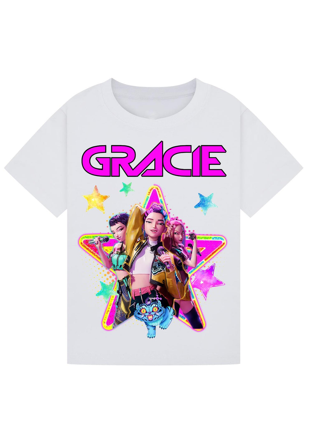 Personalised K-Pop Demon Hunters Kids T-Shirt | Custom Huntrix Name Shirt | Birthday Outfit