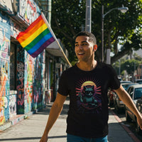 DJ Cat Retro Vibes T-Shirt in Black @ Pride