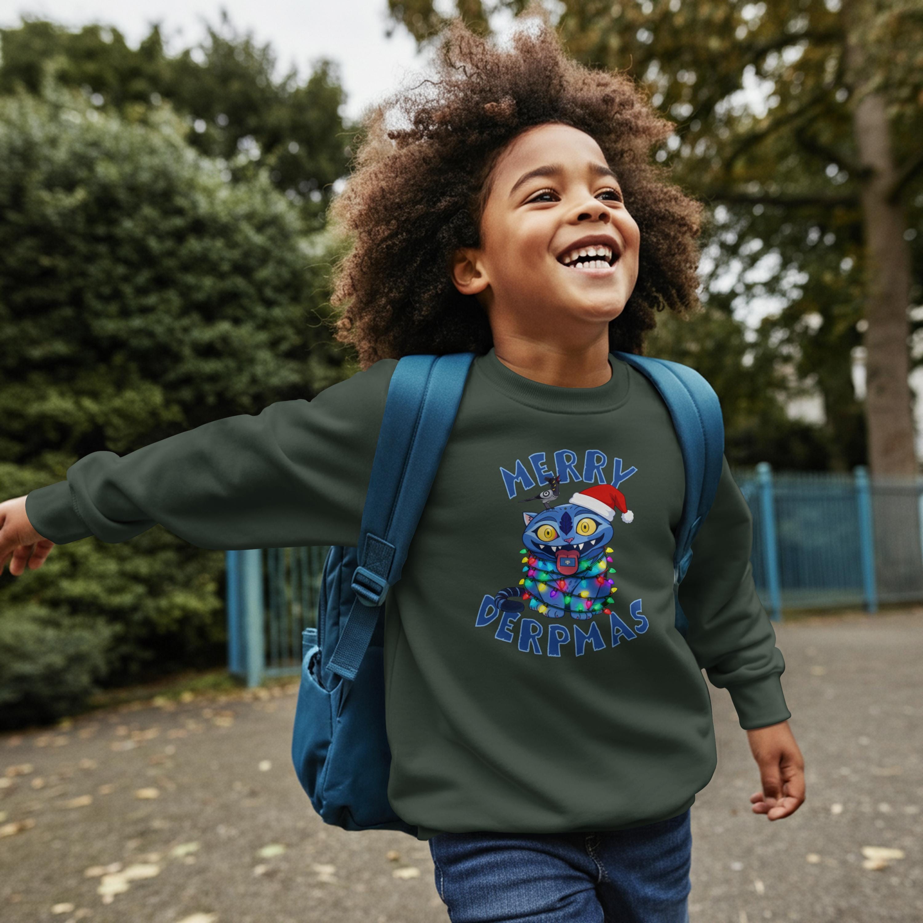 Merry Derpmas Sweatshirt in Childs Forest Green