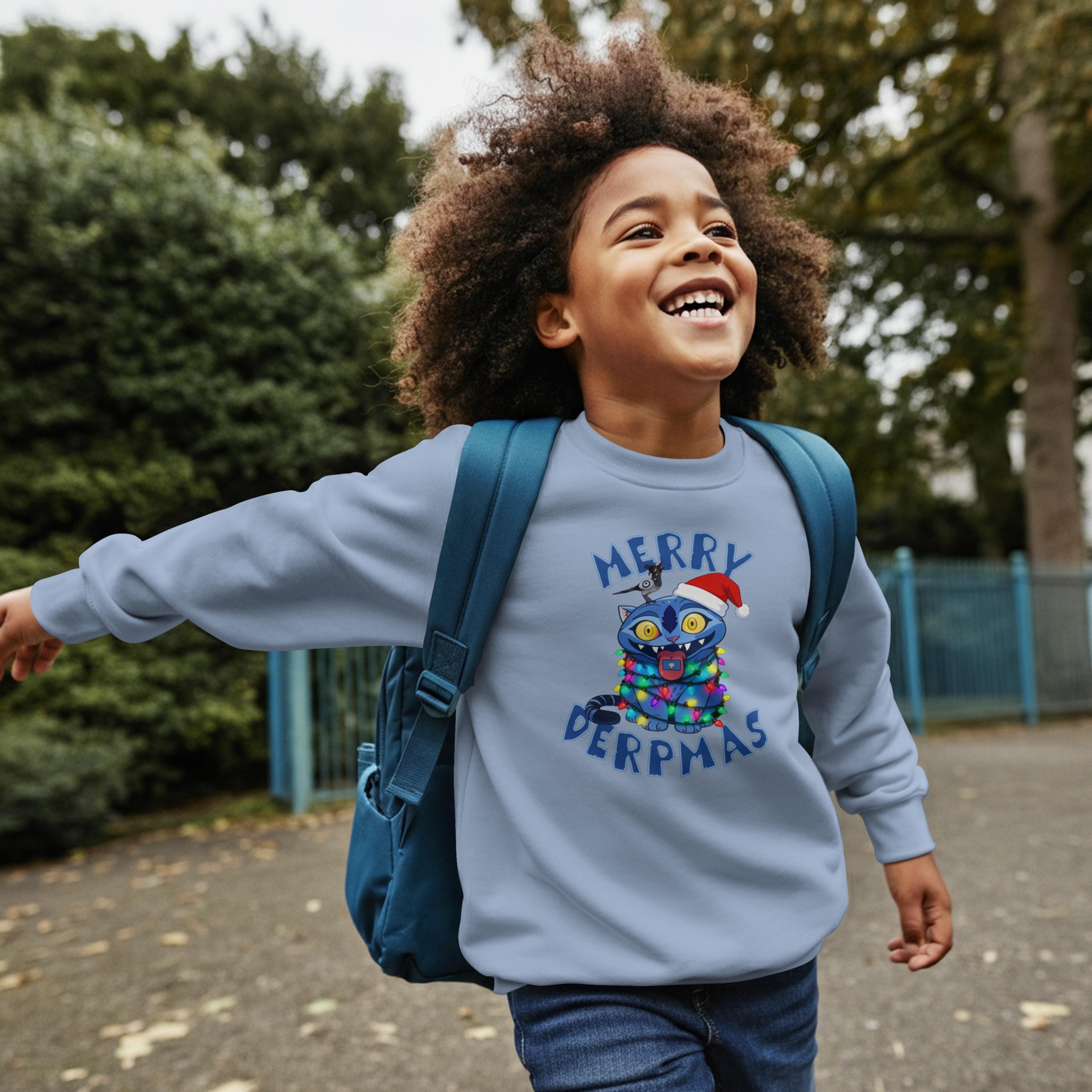 Merry Derpmas Sweatshirt in Childs Light Blue