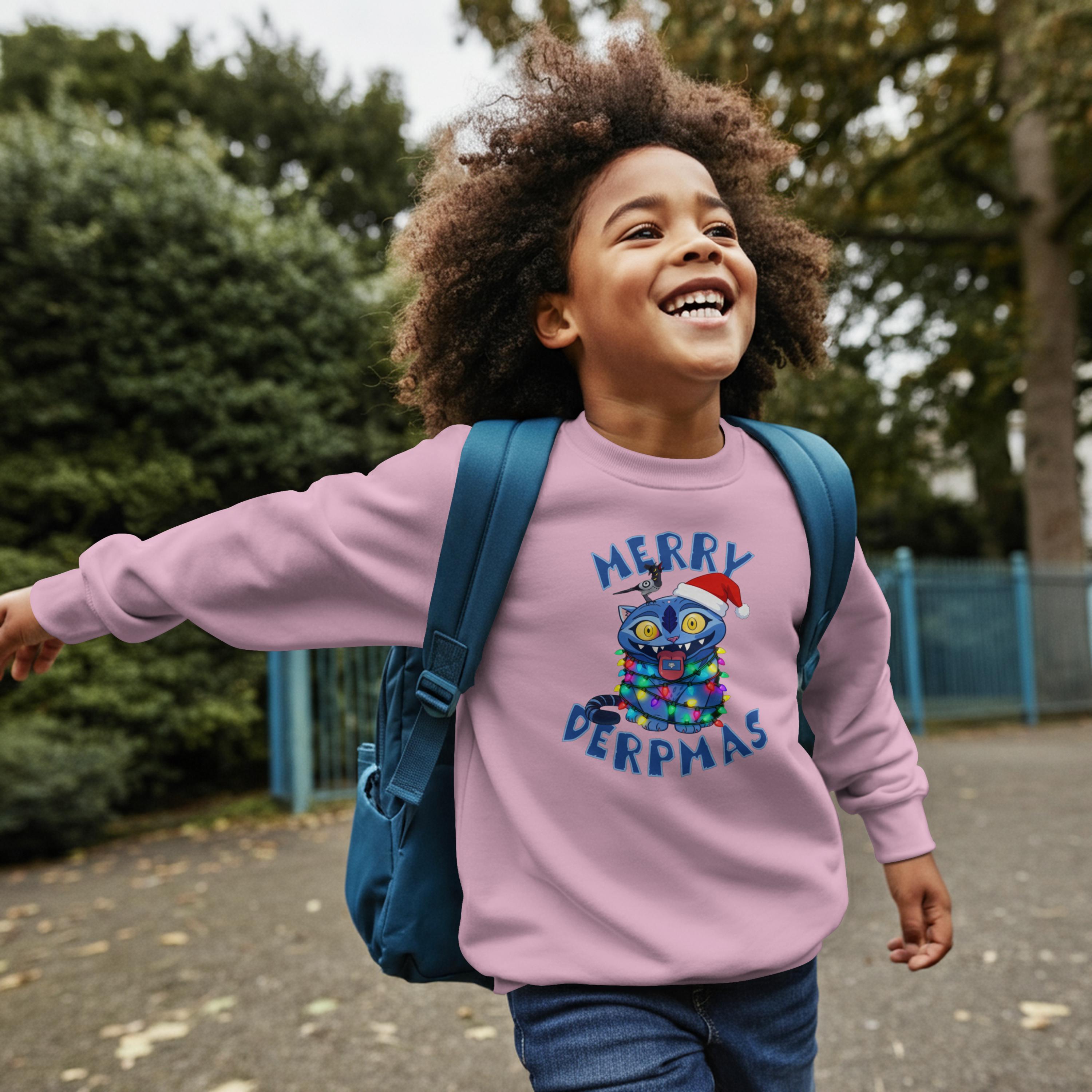 Merry Derpmas Sweatshirt in Childs Light Pink