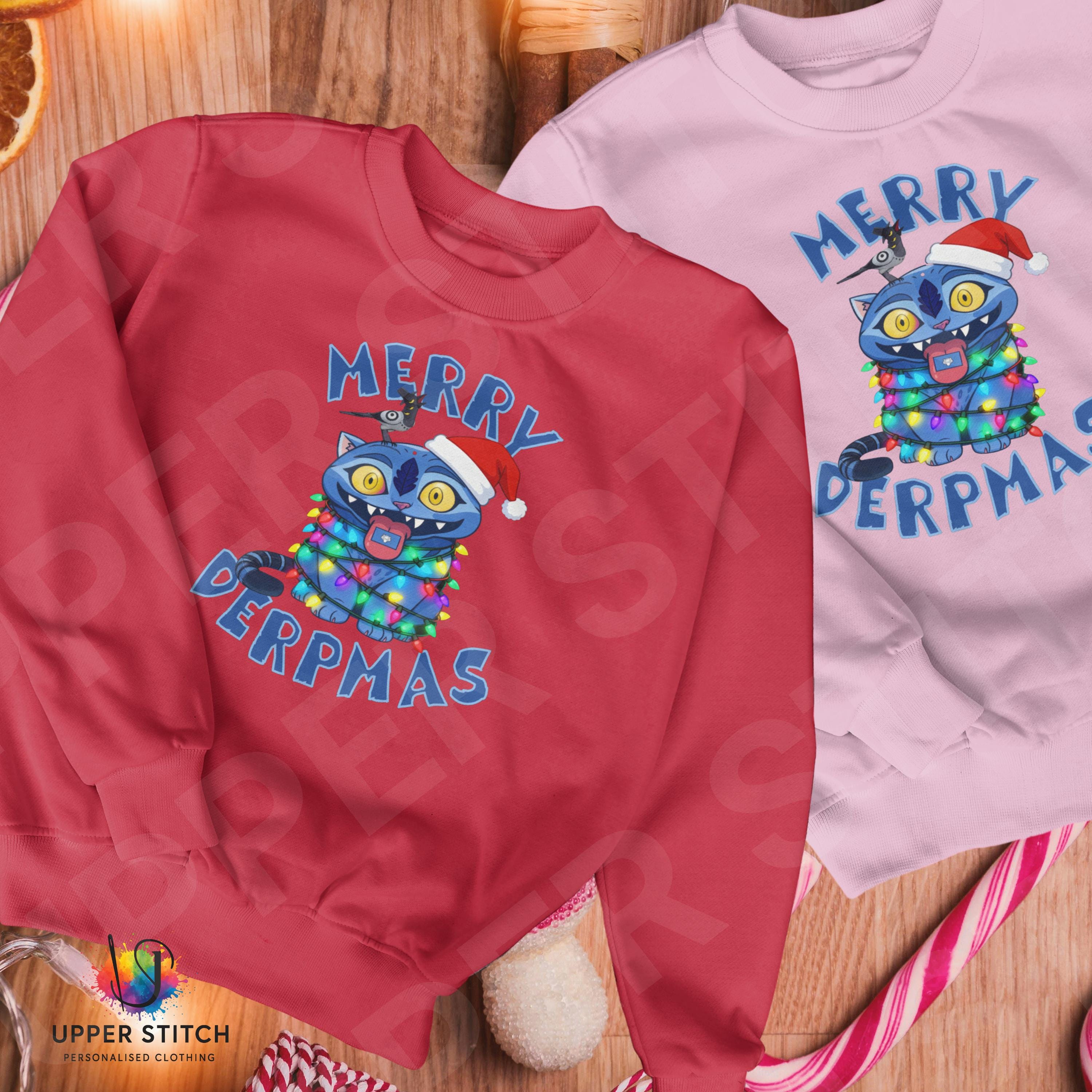 Merry Derpmas Thumbnail with a Red and Pink Sweatshirt.