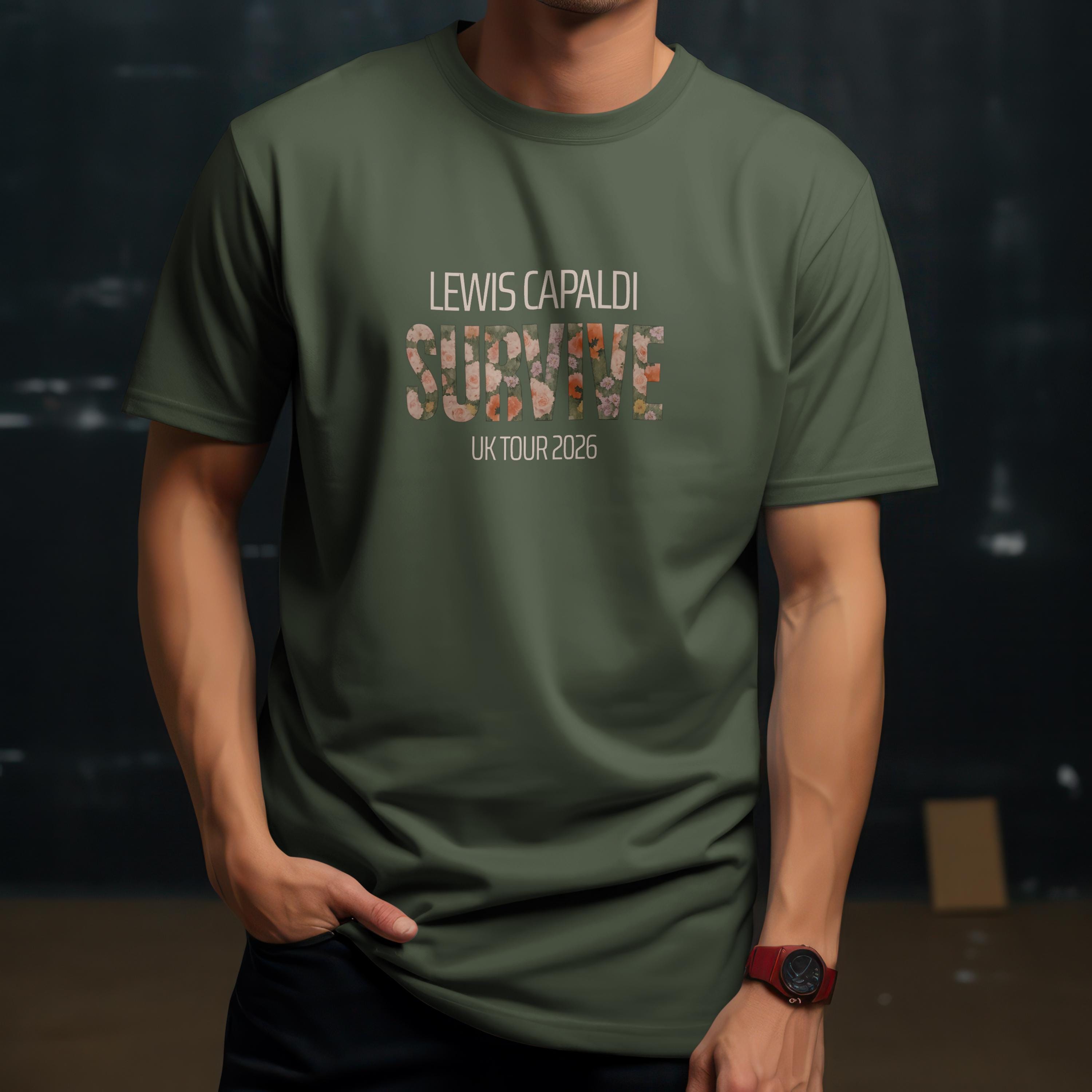 Lewis Capaldi Tour T-Shirt in Military Green
