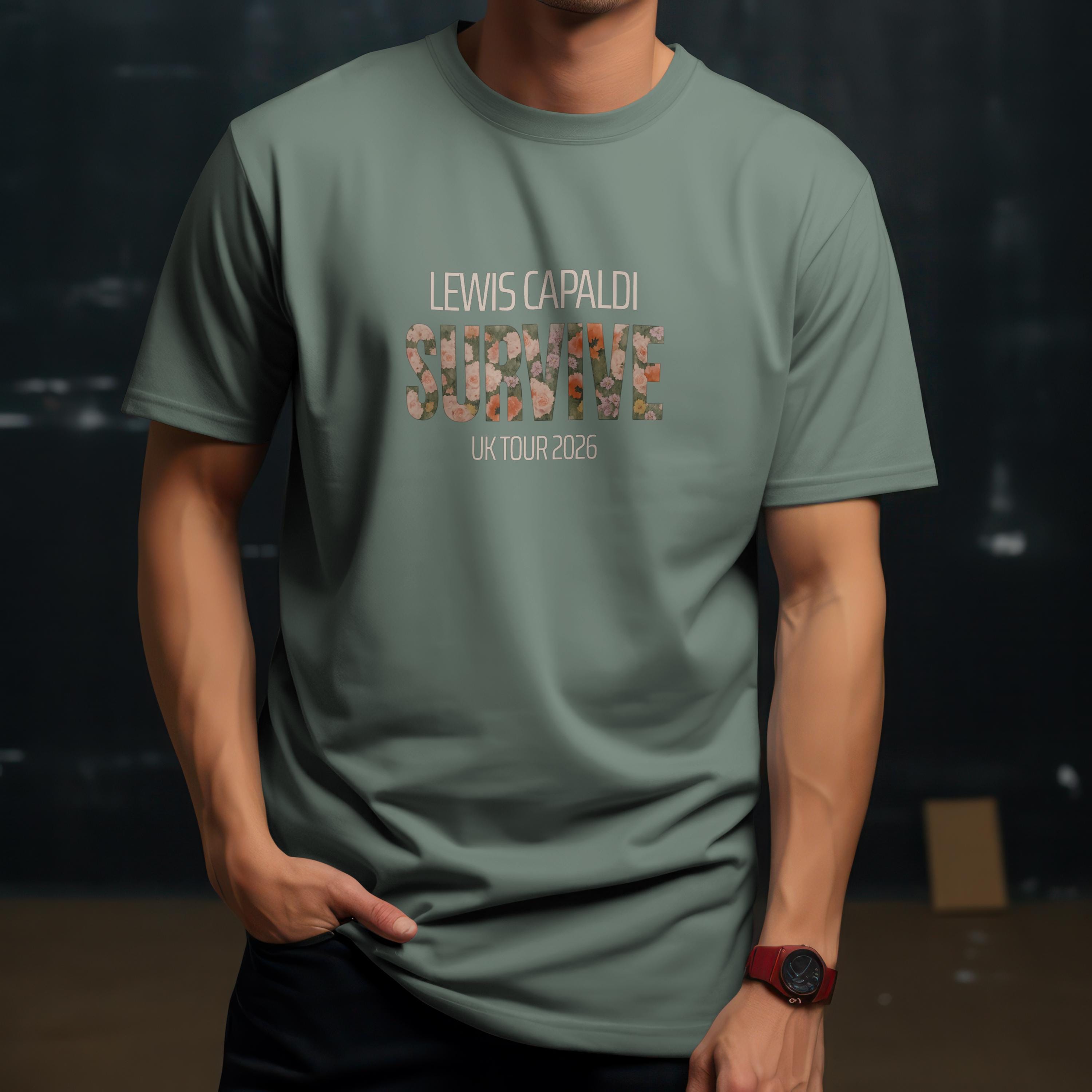 Lewis Capaldi Tour T-Shirt in Sage