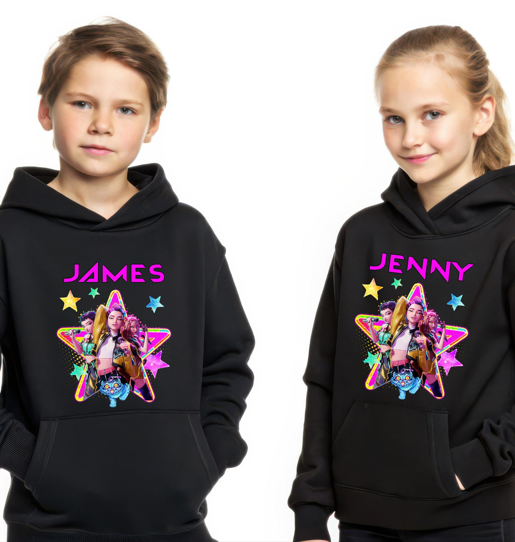 Personalised Huntrix K-Pop Demon Hunters Kids Hoodie | Custom Name Hood | Kpop Gift