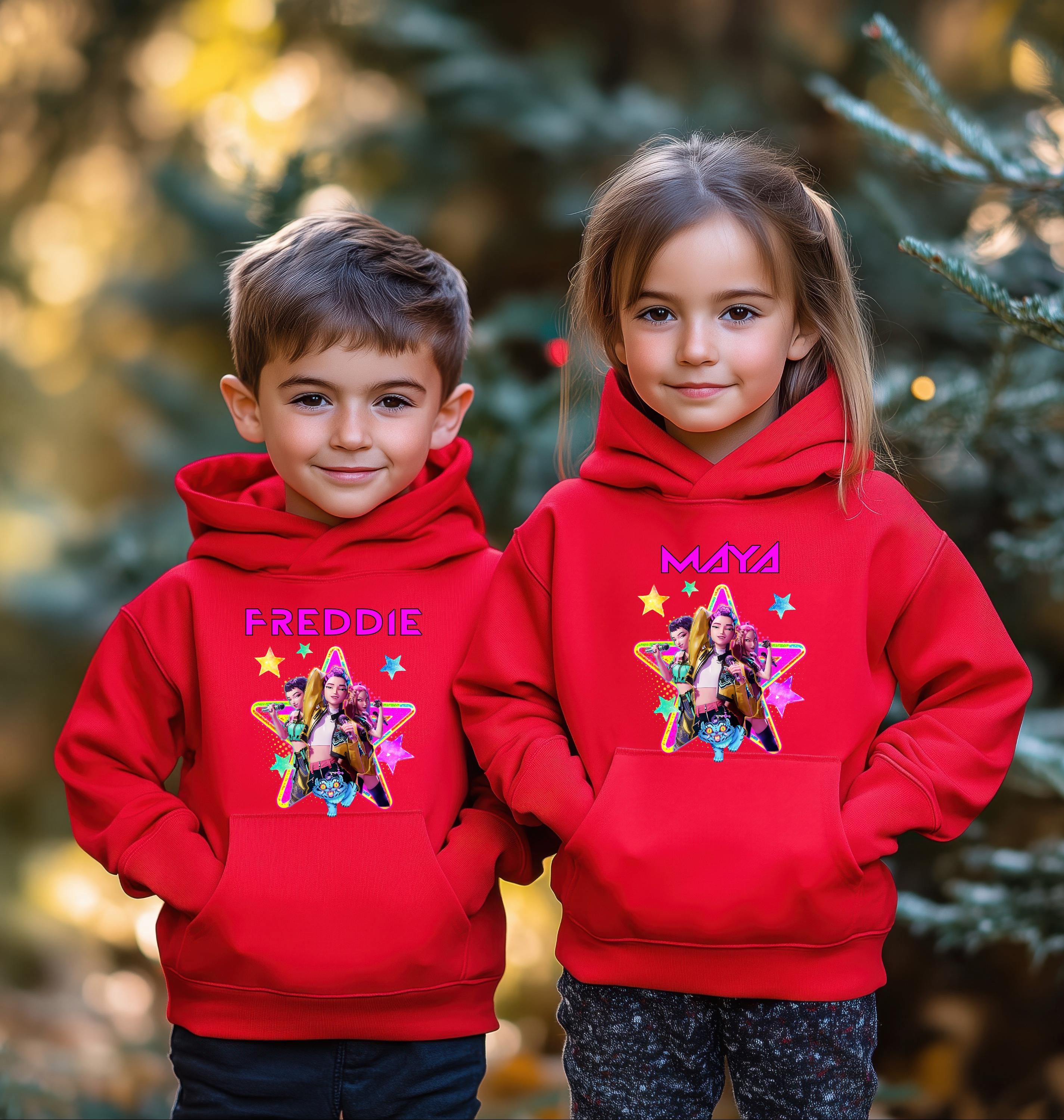 Personalised Huntrix K-Pop Demon Hunters Kids Hoodie | Custom Name Hood | Kpop Gift