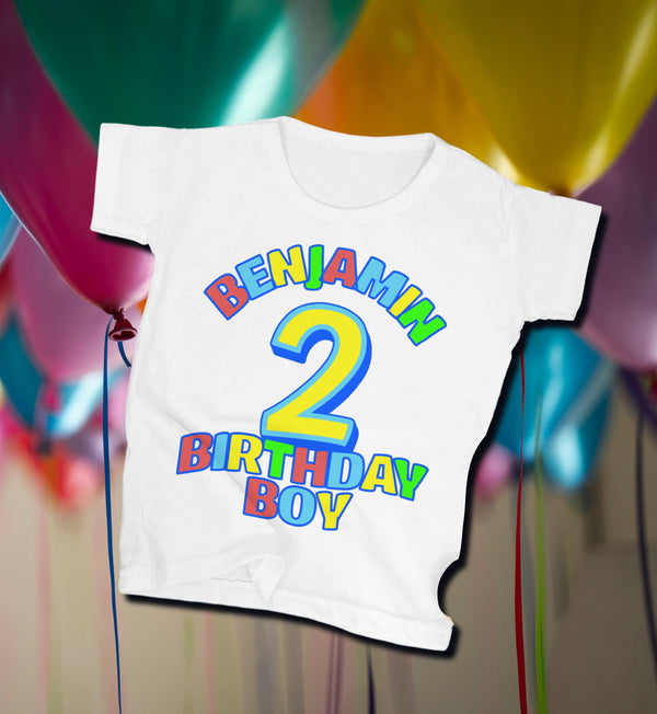 Personalised Birthday Boy Number T-Shirt with Name