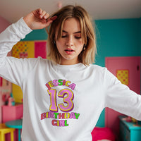 Personalised Birthday Girl Number Sweatshirt with Name & Age