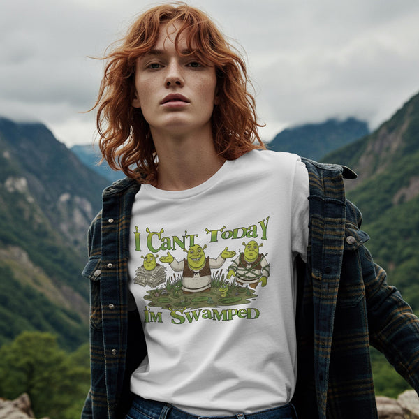 Funny Swamp Shrek Shirt - I Can’t Today I’m Swamped Fun Ogre Themed T-Shirt