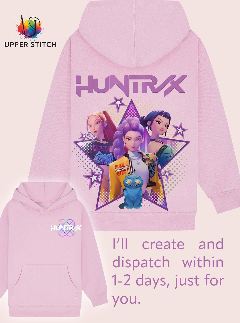 KPop Demon Hunters Huntrix Inspired Hoodie • Kids & Adults sizes • K-Pop anime Gift