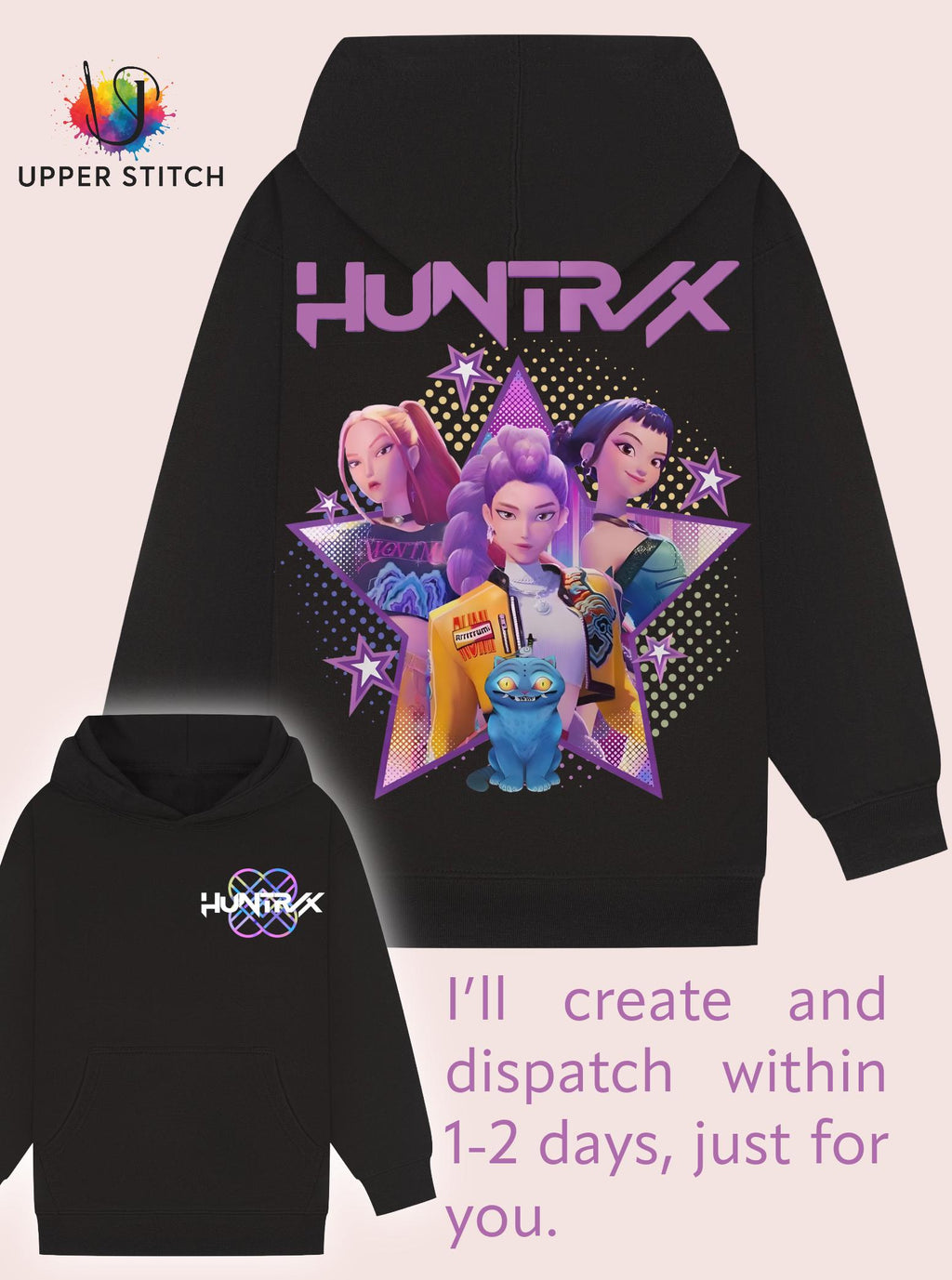 KPop Demon Hunters Huntrix Inspired Hoodie • Kids & Adults sizes • K-Pop anime Gift