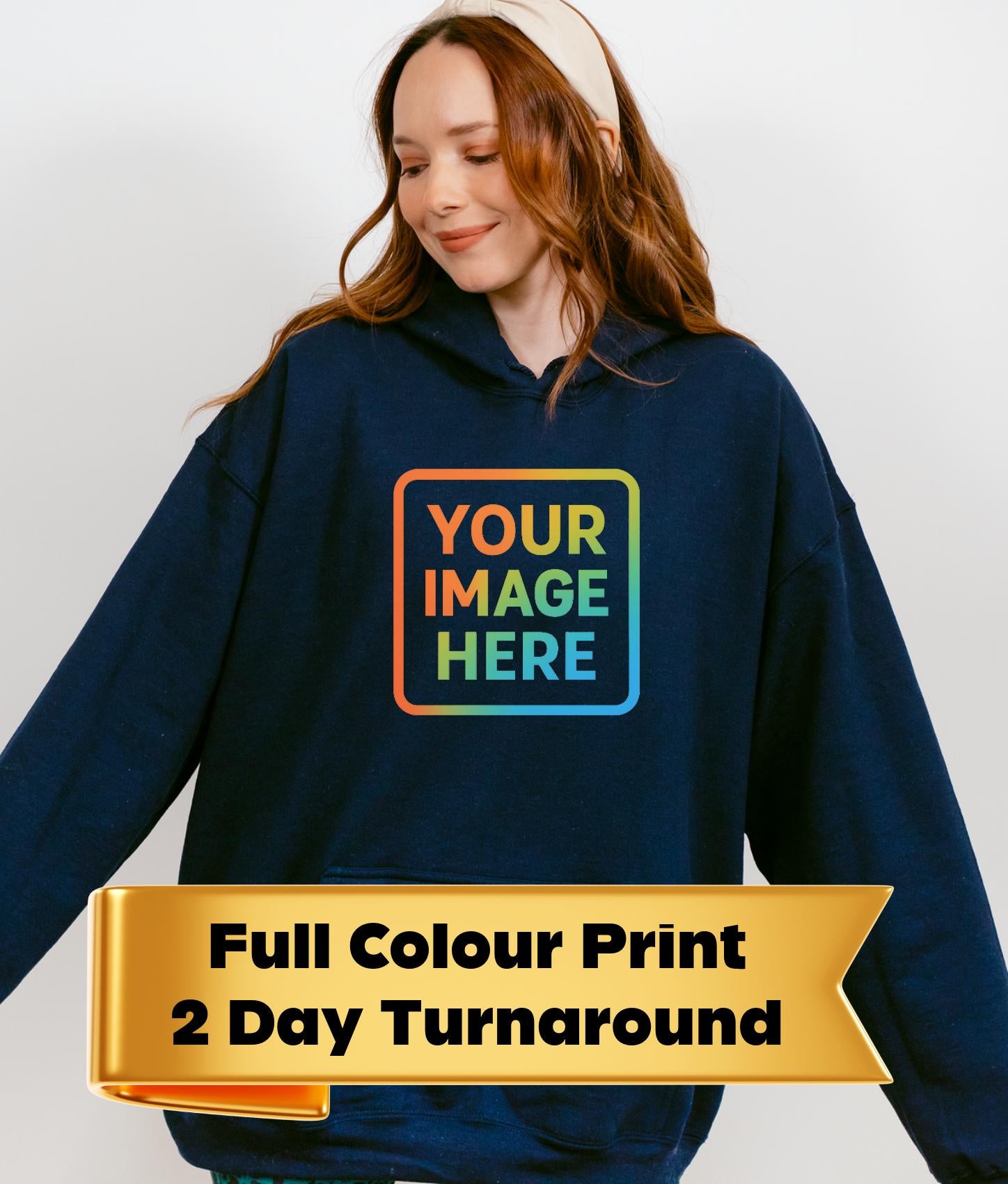 Personalised Custom Hoodie with Full Colour Design, Unisex, 2-Day Turnaround, Gift, Events & Workwear