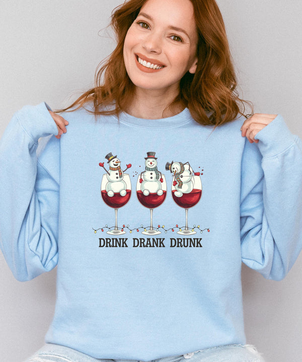 Drink Drank Drunk Christmas Jumper – Festive sweatshirt for Work Parties, Family Gatherings & Drinks!