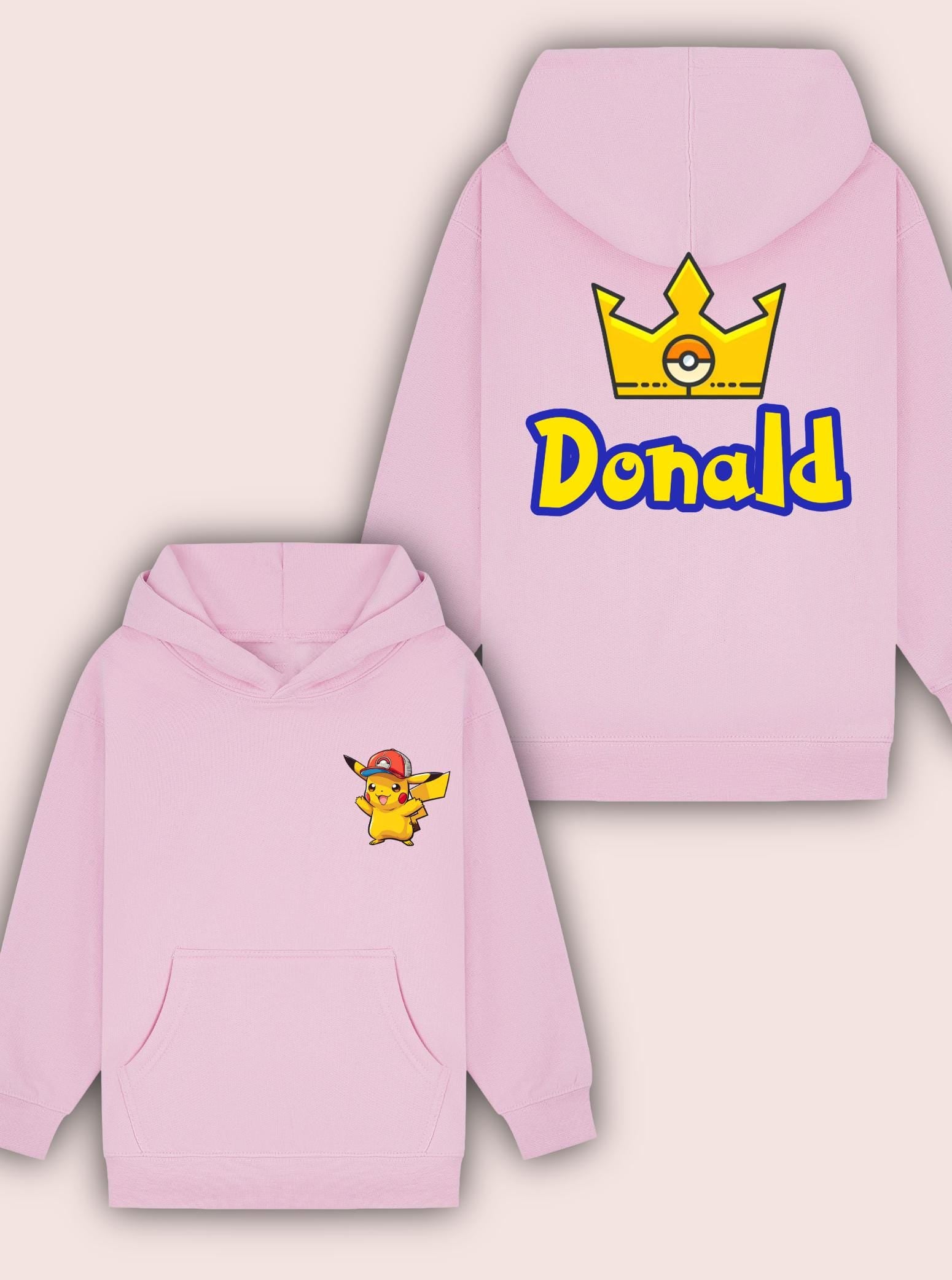 Custom Pokémon Inspired Hoodie – Pikachu Personalised Name on Back – Kids Christmas Gift