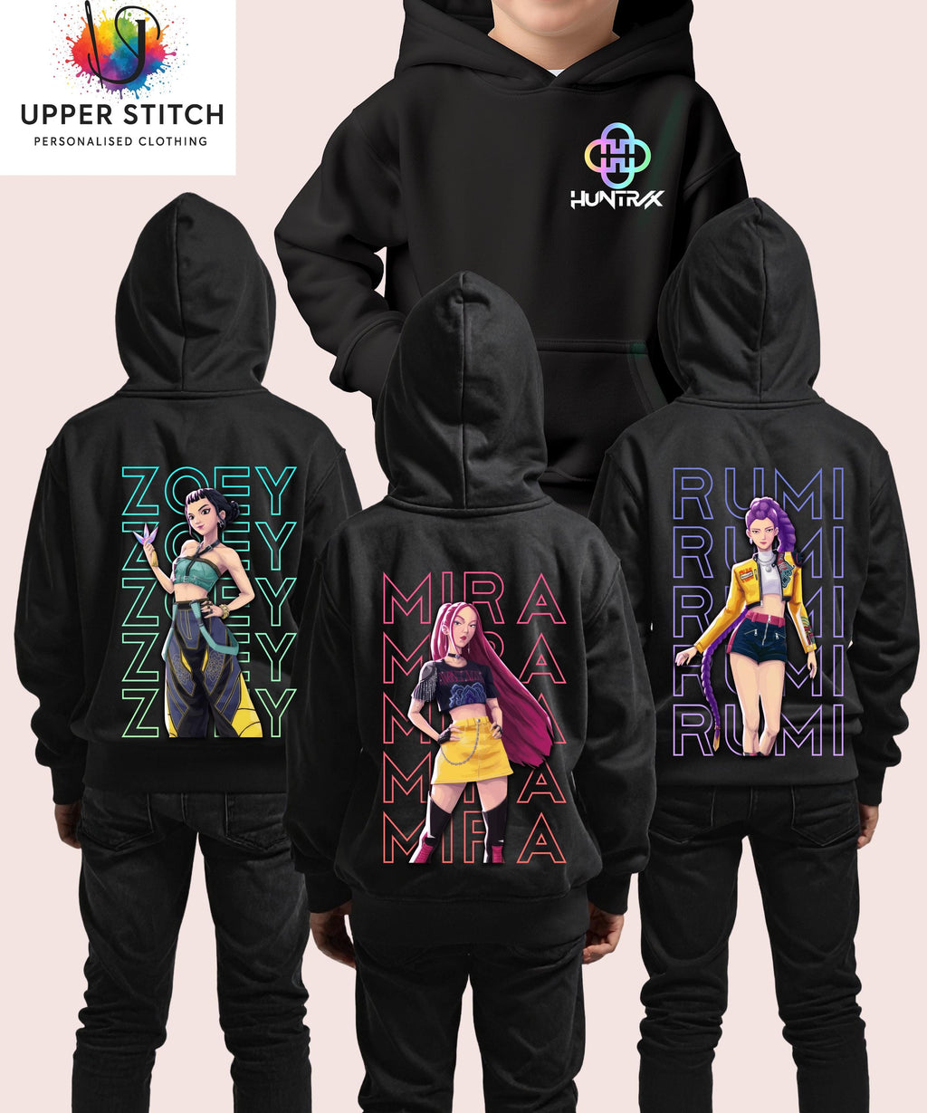 Anime Character Huntrix Hoodie - Zoey, Mira, Rumi K-Pop Demon Hunters hood