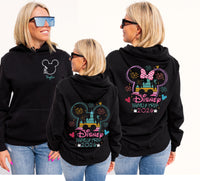 Personalised Disney Hoodie – Mickey or Minnie Back Design | Family Holiday Matching | Custom Name