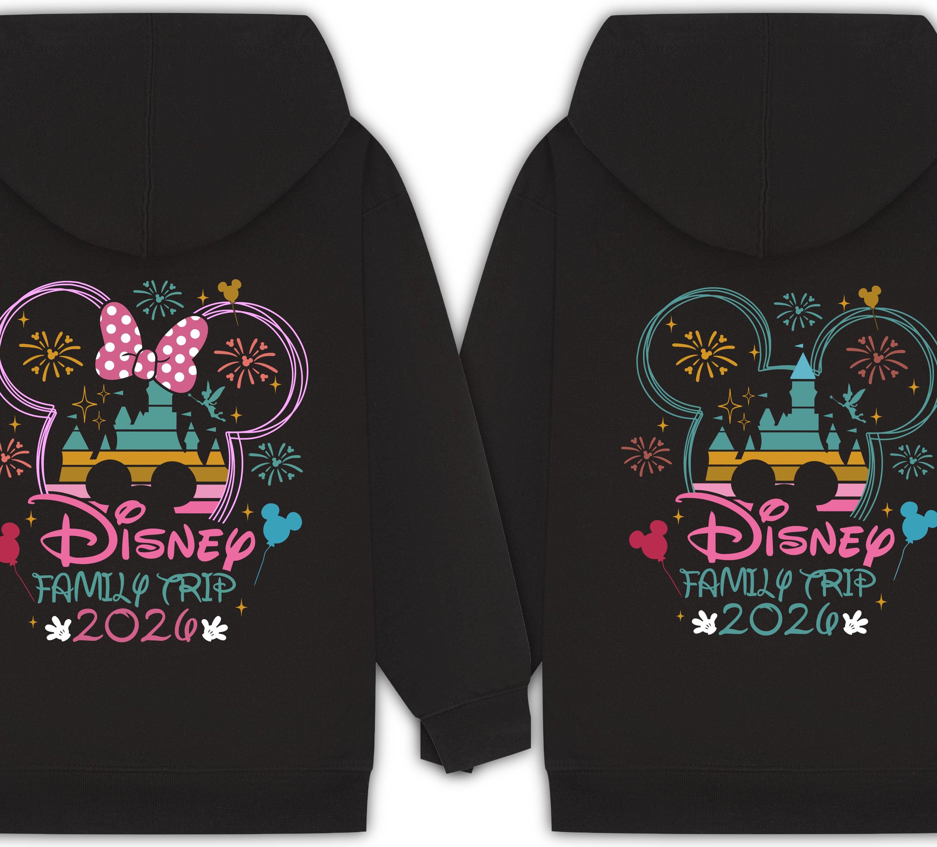 Personalised Disney Hoodie – Mickey or Minnie Back Design | Family Holiday Matching | Custom Name