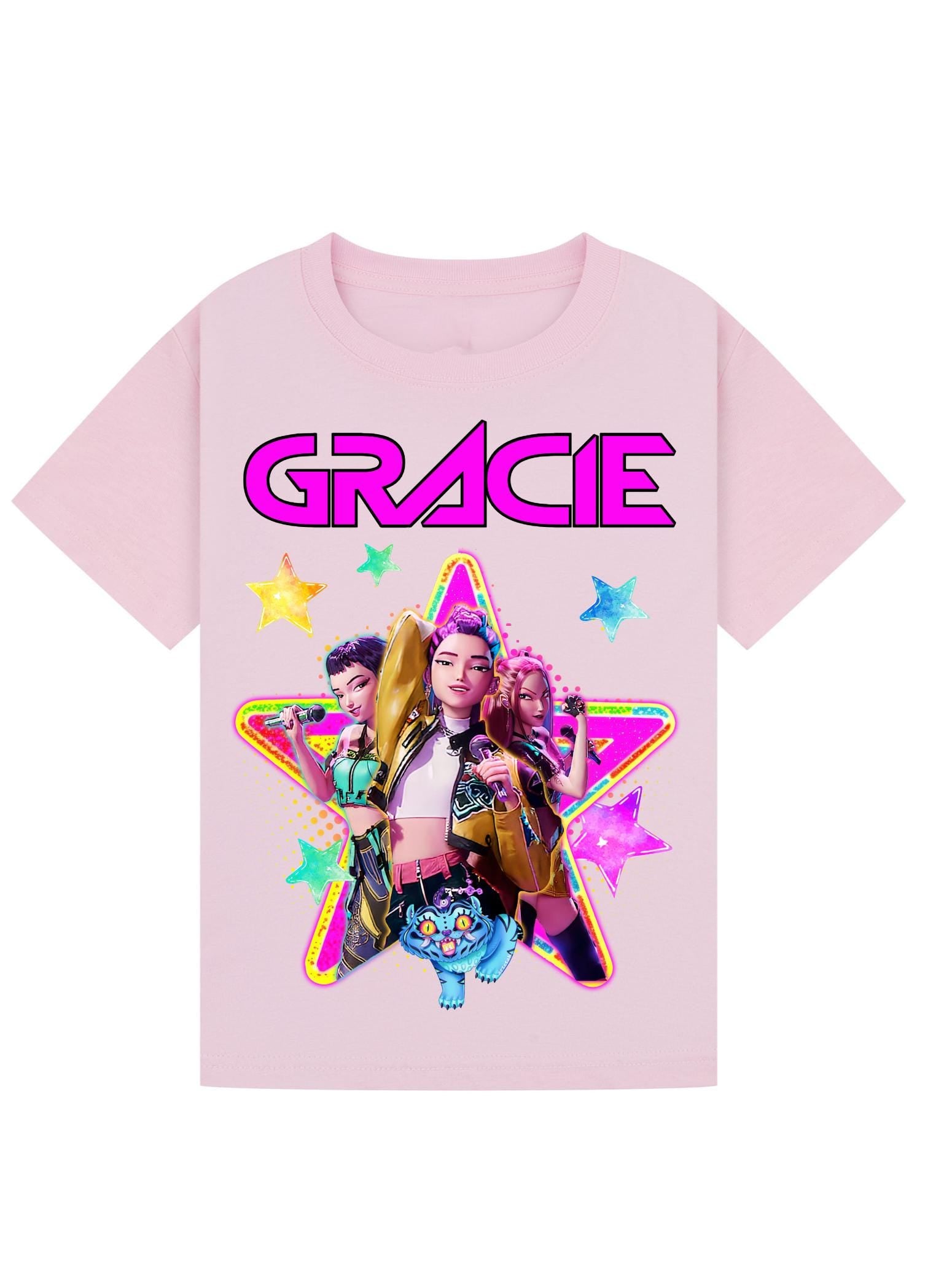 Personalised K-Pop Demon Hunters Kids T-Shirt | Custom Huntrix Name Shirt | Birthday Outfit