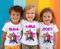 Personalised K-Pop Demon Hunters Kids T-Shirt | Custom Huntrix Name Shirt | Birthday Outfit