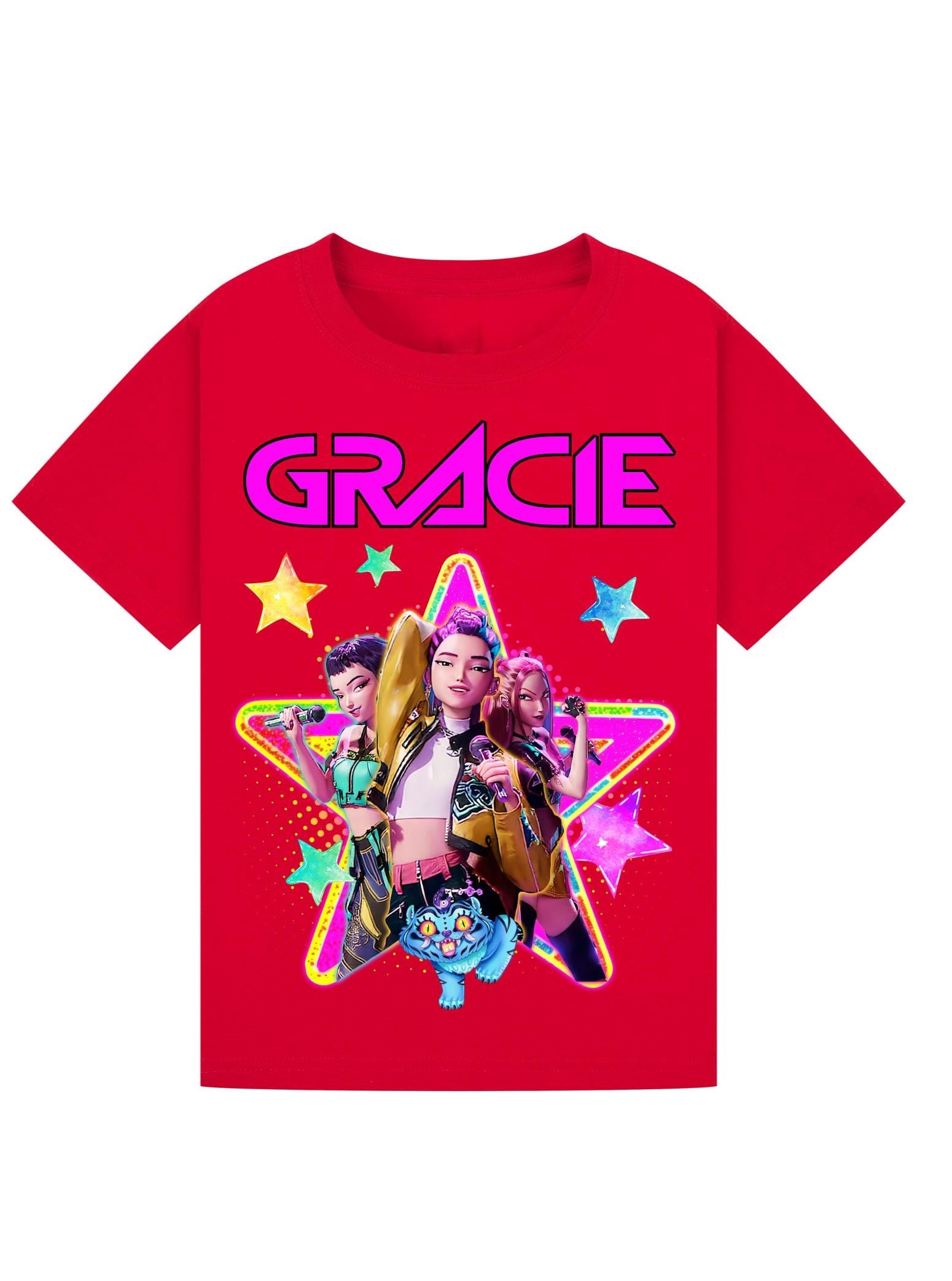 Personalised K-Pop Demon Hunters Kids T-Shirt | Custom Huntrix Name Shirt | Birthday Outfit