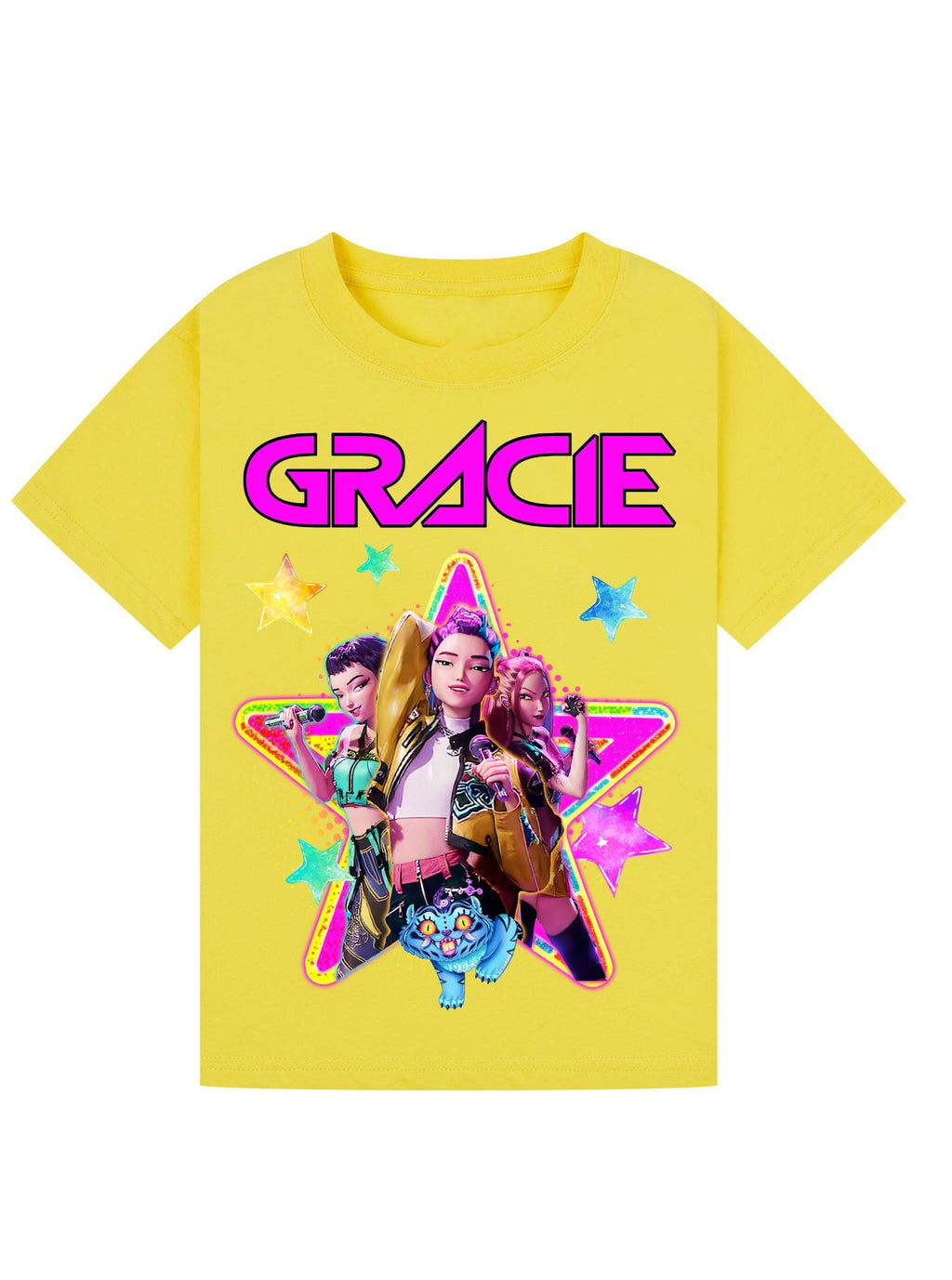 Personalised K-Pop Demon Hunters Kids T-Shirt | Custom Huntrix Name Shirt | Birthday Outfit