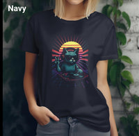 DJ Cat Retro Vibes T-Shirt Colour Sample NAVY