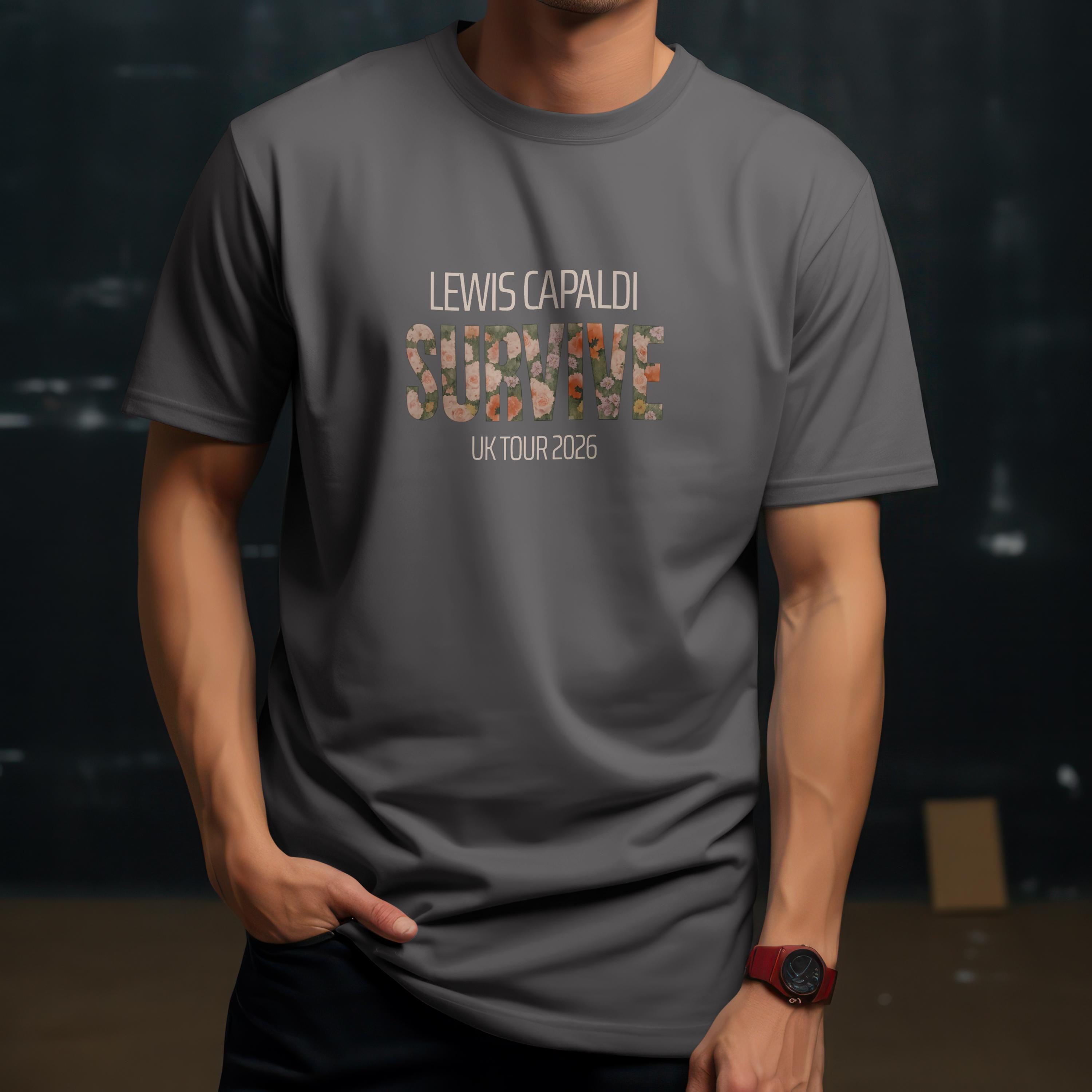 Lewis Capaldi Tour T-Shirt in Charcoal